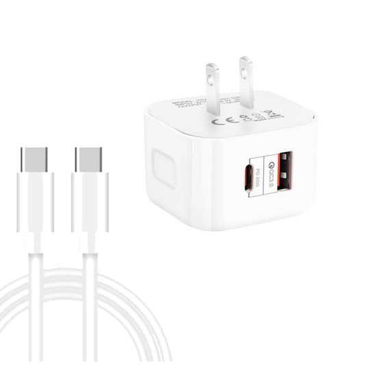 YSY-6087PD 20W PD3.0 + QC3.0 Dual Fast Charge Travel Charger with Type-C to Type-C Data Cable US Plug - USB Charger by buy2fix | Online Shopping UK | buy2fix