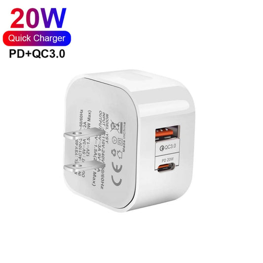 YSY-6087PD 20W PD3.0 + QC3.0 Dual Fast Charge Travel Charger with Type-C to Type-C Data Cable US Plug - USB Charger by buy2fix | Online Shopping UK | buy2fix