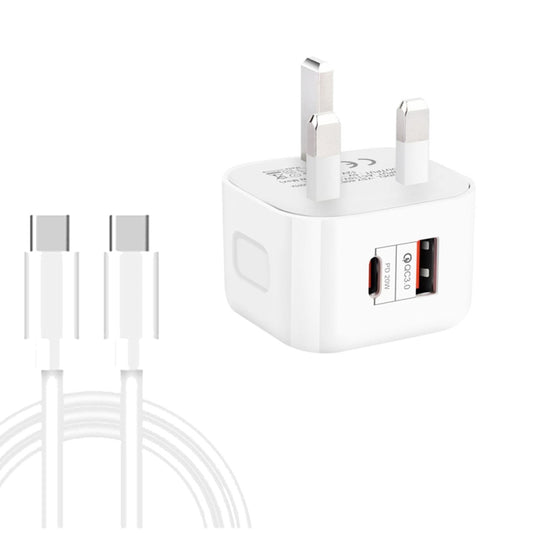 YSY-6087PD 20W PD3.0 + QC3.0 Dual Fast Charge Travel Charger with Type-C to Type-C Data Cable UK Plug - USB Charger by buy2fix | Online Shopping UK | buy2fix