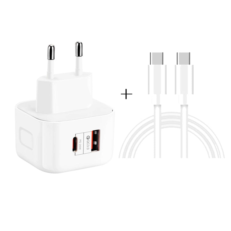 YSY-6087PD 20W PD3.0 + QC3.0 Dual Fast Charge Travel Charger with Type-C to Type-C Data Cable UK Plug - USB Charger by buy2fix | Online Shopping UK | buy2fix