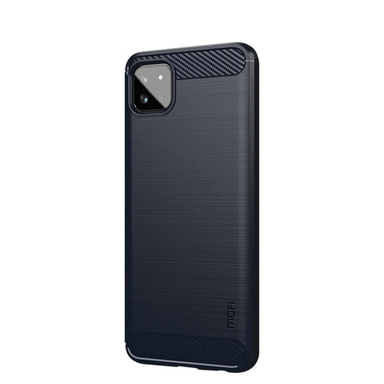 For Samsung Galaxy A22 5G MOFI Gentleness Series Brushed Texture Carbon Fiber Soft TPU Case(Blue)