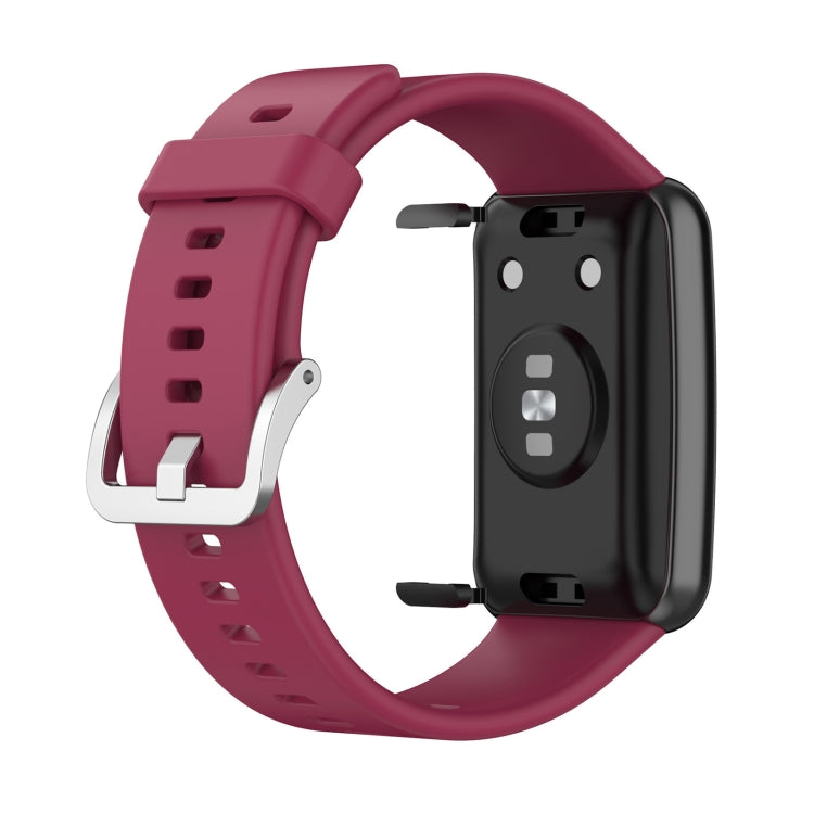 For Huawei Watch Fit TIA-B09 Silicone Watch Band(wine red) by buy2fix