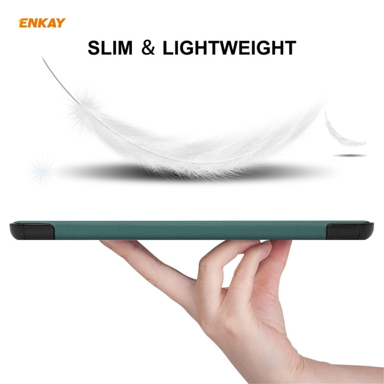 ENKAY PU Leather + Plastic Smart Case with Three-folding Holder for Amazon Fire HD 10 / 10 Plus (2021)(Green) - Amazon by ENKAY | Online Shopping UK | buy2fix