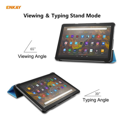 ENKAY PU Leather + Plastic Smart Case with Three-folding Holder for Amazon Fire HD 10 / 10 Plus (2021)(Light Blue) - Amazon by ENKAY | Online Shopping UK | buy2fix
