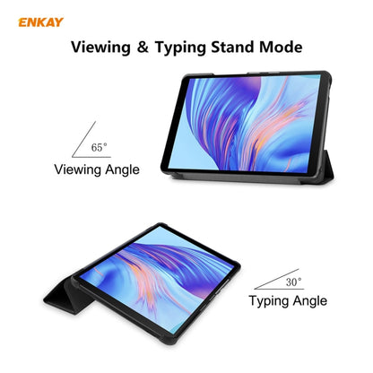ENKAY PU Leather + Plastic Case with Three-folding Holder for Huawei MatePad T8 / Honor Tablet X7(Black) - Honor by ENKAY | Online Shopping UK | buy2fix
