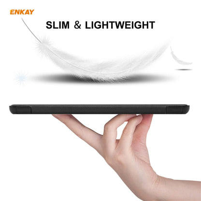 ENKAY PU Leather + Plastic Case with Three-folding Holder for Huawei MatePad T8 / Honor Tablet X7(Black) - Honor by ENKAY | Online Shopping UK | buy2fix