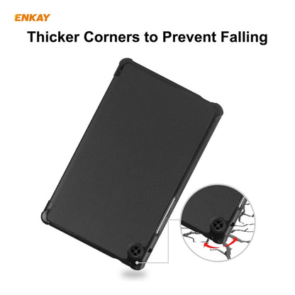 ENKAY PU Leather + Plastic Case with Three-folding Holder for Huawei MatePad T8 / Honor Tablet X7(Black) - Honor by ENKAY | Online Shopping UK | buy2fix