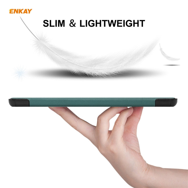 ENKAY PU Leather + Plastic Case with Three-folding Holder for Huawei MatePad T8 / Honor Tablet X7(Green) - Honor by ENKAY | Online Shopping UK | buy2fix