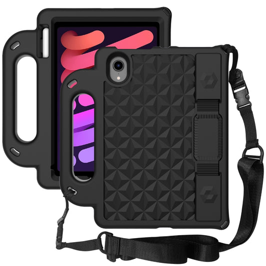For iPad mini 6 Diamond Series EVA Anti-Fall Shockproof Sleeve Protective Shell Tablet Case with Holder & Strap(Black) - iPad mini 6 Cases by buy2fix | Online Shopping UK | buy2fix