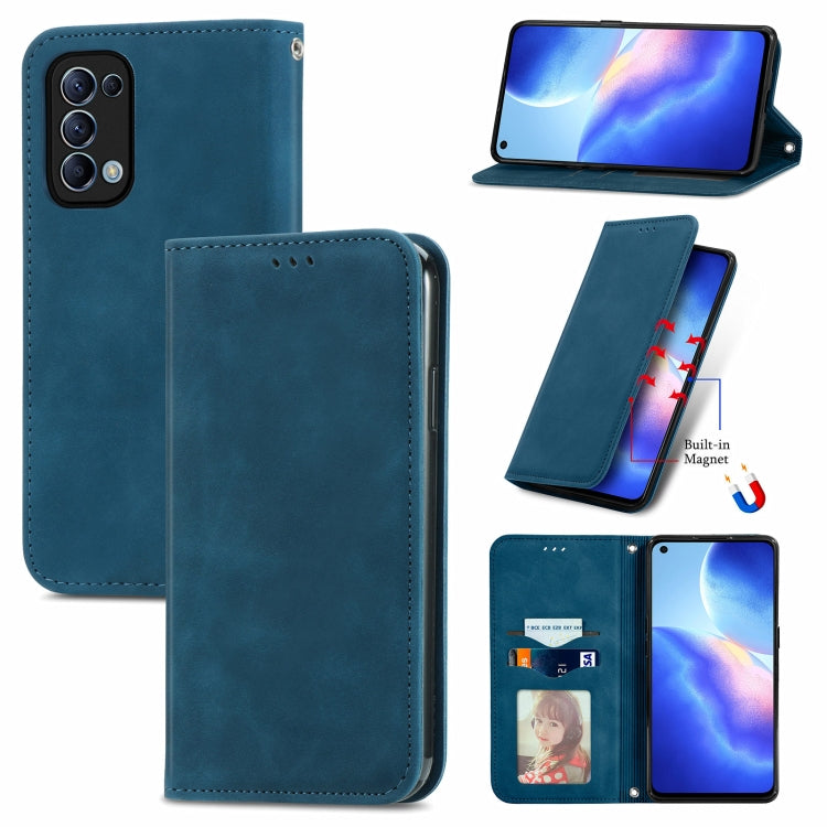 For OPPO Reno 5 5G /Find X3 Lite Retro Skin Feel Business Magnetic Horizontal Flip Leather Case With Holder & Card Slots & Wallet & Photo Frame(Blue) by buy2fix