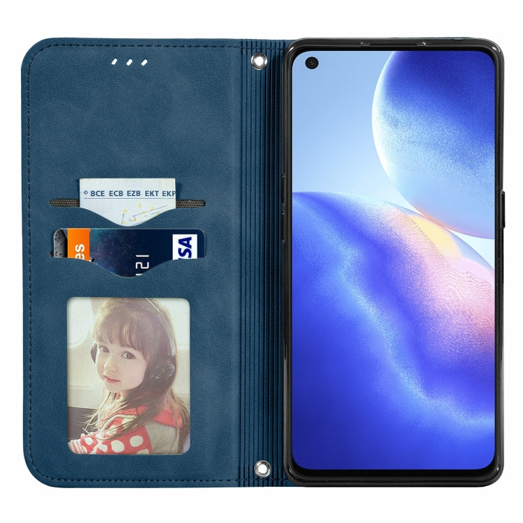 For OPPO Reno 5 5G /Find X3 Lite Retro Skin Feel Business Magnetic Horizontal Flip Leather Case With Holder & Card Slots & Wallet & Photo Frame(Blue) by buy2fix
