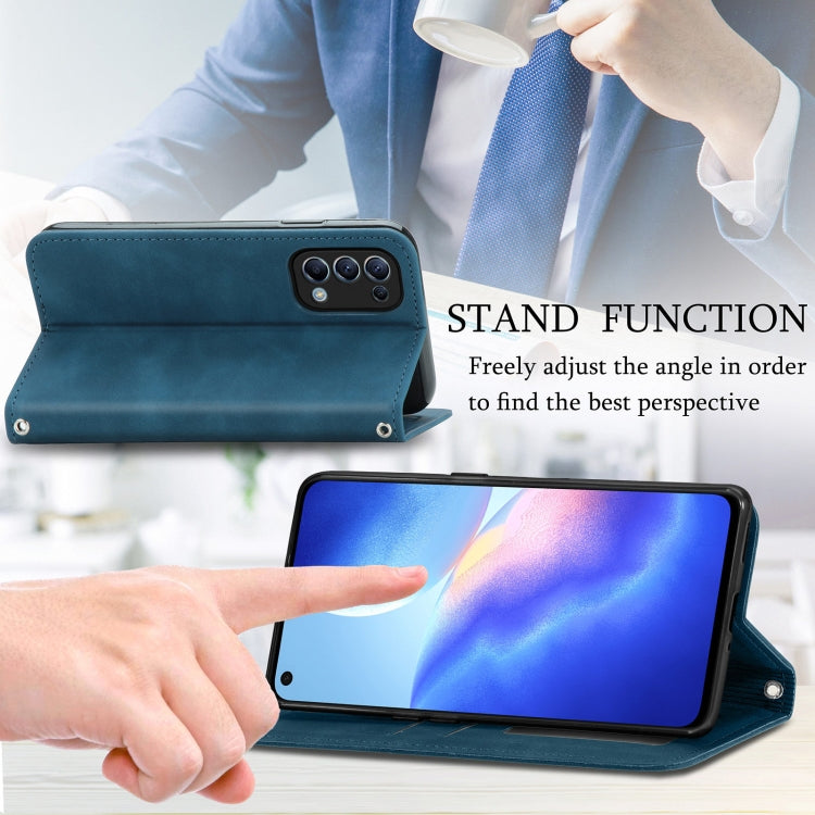 For OPPO Reno 5 5G /Find X3 Lite Retro Skin Feel Business Magnetic Horizontal Flip Leather Case With Holder & Card Slots & Wallet & Photo Frame(Blue) by buy2fix