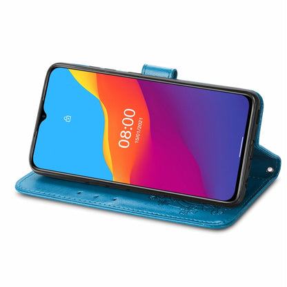 For Ulefone Note 10 Four-leaf Clasp Embossed Buckle Mobile Phone Protection Leather Case with Lanyard & Card Slot & Wallet & Bracket Function(Blue) by buy2fix