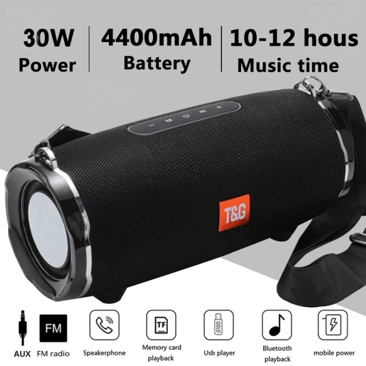 T&G TG187 Portable Waterproof Wireless Bass Surround Bluetooth Speaker with Shoulder Strap, Support FM / TF  Card(Black) - Desktop Speaker by T&G | Online Shopping UK | buy2fix