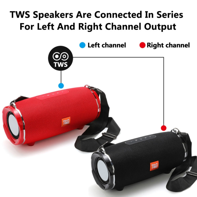 T&G TG187 Portable Waterproof Wireless Bass Surround Bluetooth Speaker with Shoulder Strap, Support FM / TF  Card(Blue) - Desktop Speaker by T&G | Online Shopping UK | buy2fix