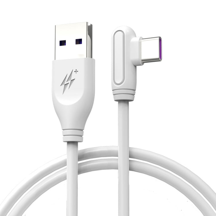 ENKAY Hat-Prince ENK-CB109 5A USB to USB-C / Type-C 90 Degree Elbow Silicone Data Sync Fast Charging Cable, Cable Length:0.5m(White) by ENKAY