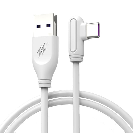 ENKAY Hat-Prince ENK-CB109 5A USB to USB-C / Type-C 90 Degree Elbow Silicone Data Sync Fast Charging Cable, Cable Length:0.5m(White) by ENKAY