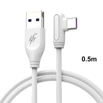 ENKAY Hat-Prince ENK-CB109 5A USB to USB-C / Type-C 90 Degree Elbow Silicone Data Sync Fast Charging Cable, Cable Length:0.5m(White) by ENKAY