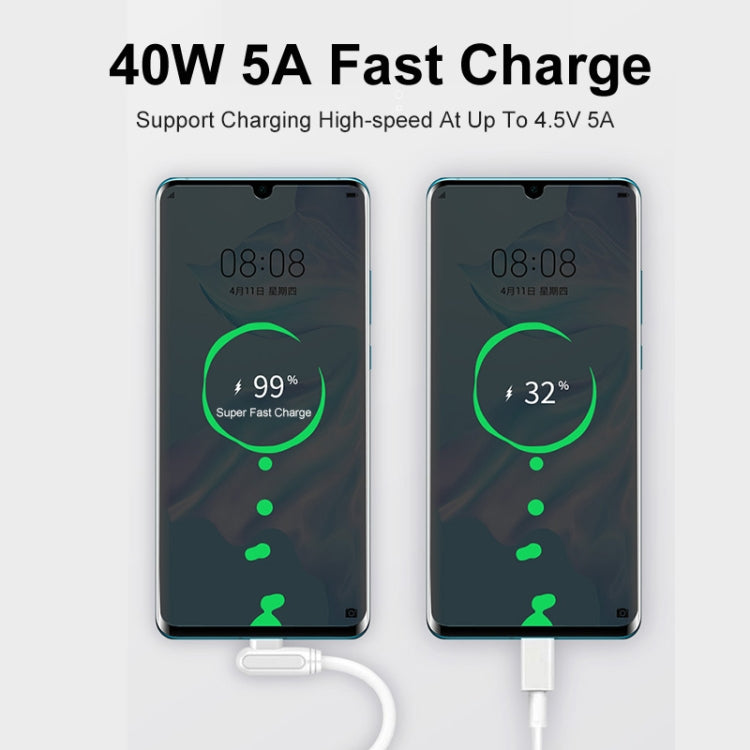 ENKAY Hat-Prince ENK-CB109 5A USB to USB-C / Type-C 90 Degree Elbow Silicone Data Sync Fast Charging Cable, Cable Length:0.5m(White) by ENKAY