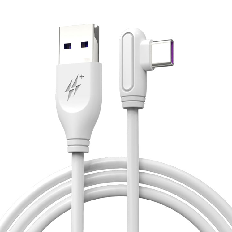 ENKAY Hat-Prince ENK-CB109 5A USB to USB-C / Type-C 90 Degree Elbow Silicone Data Sync Fast Charging Cable, Cable Length:1m(White) by ENKAY