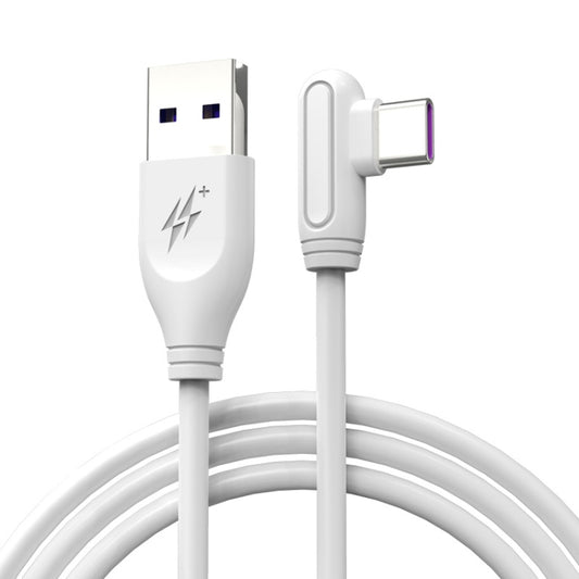 ENKAY Hat-Prince ENK-CB109 5A USB to USB-C / Type-C 90 Degree Elbow Silicone Data Sync Fast Charging Cable, Cable Length:1m(White) by ENKAY