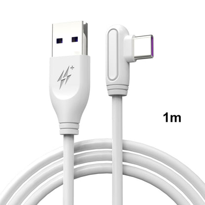 ENKAY Hat-Prince ENK-CB109 5A USB to USB-C / Type-C 90 Degree Elbow Silicone Data Sync Fast Charging Cable, Cable Length:1m(White) by ENKAY