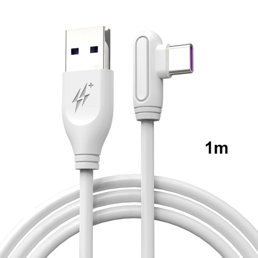 ENKAY Hat-Prince ENK-CB109 5A USB to USB-C / Type-C 90 Degree Elbow Silicone Data Sync Fast Charging Cable, Cable Length:1m(White) by ENKAY