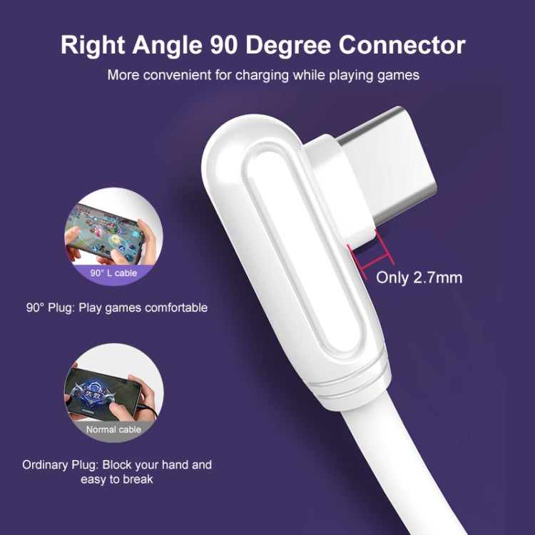 ENKAY Hat-Prince ENK-CB109 5A USB to USB-C / Type-C 90 Degree Elbow Silicone Data Sync Fast Charging Cable, Cable Length:1m(White) by ENKAY