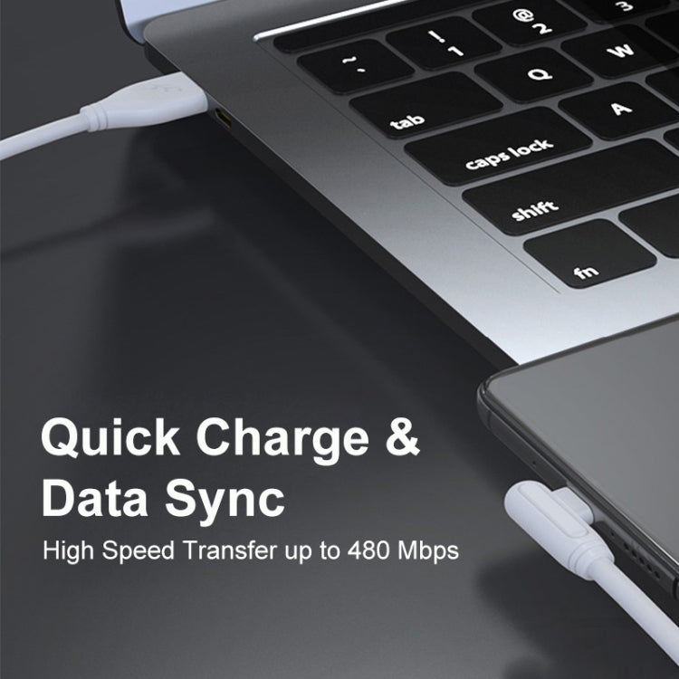 ENKAY Hat-Prince ENK-CB109 5A USB to USB-C / Type-C 90 Degree Elbow Silicone Data Sync Fast Charging Cable, Cable Length:1m(White) by ENKAY