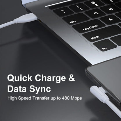 ENKAY Hat-Prince ENK-CB109 5A USB to USB-C / Type-C 90 Degree Elbow Silicone Data Sync Fast Charging Cable, Cable Length:1m(White) by ENKAY