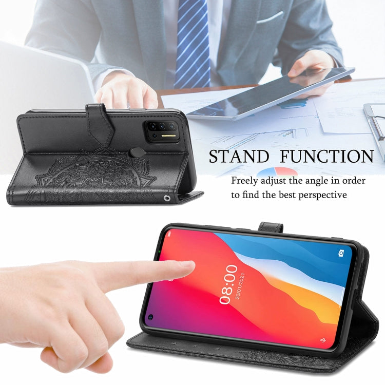 For Ulefone Note 11 Plus Mandala Flower Embossed Horizontal Flip Leather Case with Bracket / Card Slot / Wallet / Lanyard(Black) by buy2fix