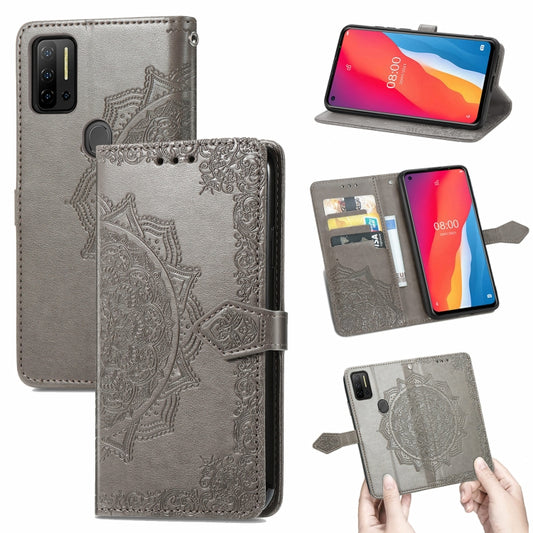 For Ulefone Note 11 Plus Mandala Flower Embossed Horizontal Flip Leather Case with Bracket / Card Slot / Wallet / Lanyard(Grey) by buy2fix