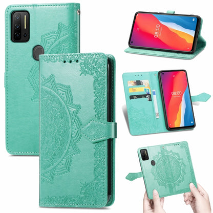 For Ulefone Note 11 Plus Mandala Flower Embossed Horizontal Flip Leather Case with Bracket / Card Slot / Wallet / Lanyard(Green) by buy2fix