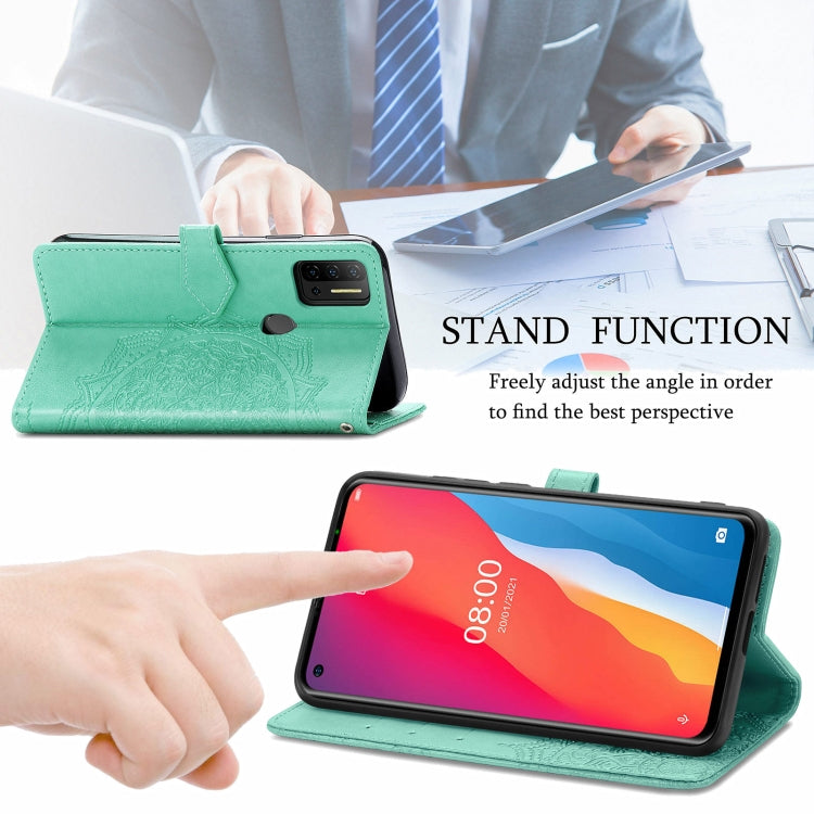 For Ulefone Note 11 Plus Mandala Flower Embossed Horizontal Flip Leather Case with Bracket / Card Slot / Wallet / Lanyard(Green) by buy2fix