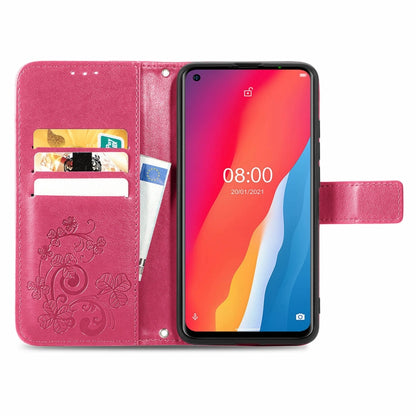 For Ulefone Note 11 Plus Four-leaf Clasp Embossed Buckle Mobile Phone Protection Leather Case with Lanyard & Card Slot & Wallet & Bracket Function(Magenta) - Ulefone Cases by buy2fix | Online Shopping UK | buy2fix