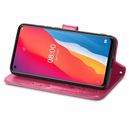 For Ulefone Note 11 Plus Four-leaf Clasp Embossed Buckle Mobile Phone Protection Leather Case with Lanyard & Card Slot & Wallet & Bracket Function(Magenta) - Ulefone Cases by buy2fix | Online Shopping UK | buy2fix
