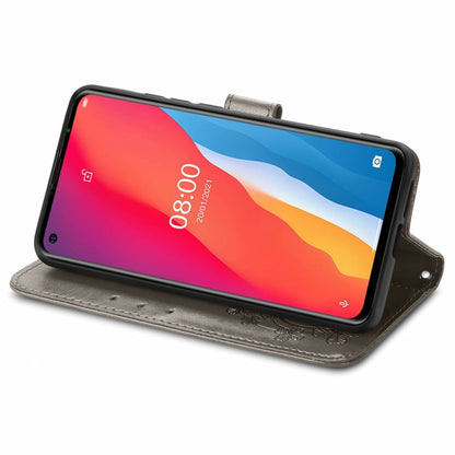 For Ulefone Note 11 Plus Four-leaf Clasp Embossed Buckle Mobile Phone Protection Leather Case with Lanyard & Card Slot & Wallet & Bracket Function(Gray) by buy2fix