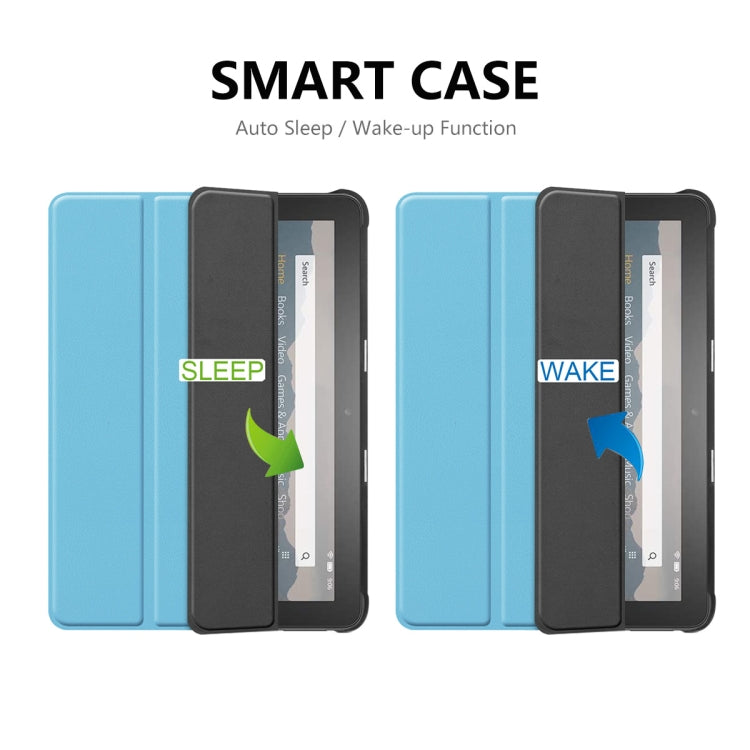 For Amazon Fire HD 8 / HD 8 Plus (2020) ENKAY Custer Texture Horizontal Flip PU+PC Leather Case with Three-folding Holder & Sleep / Wake-up Function(Light Blue) - Amazon by ENKAY | Online Shopping UK | buy2fix