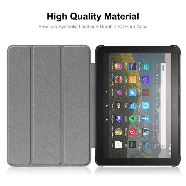 For Amazon Fire HD 8 / HD 8 Plus (2020) ENKAY Custer Texture Horizontal Flip PU+PC Leather Case with Three-folding Holder & Sleep / Wake-up Function(Dark Blue) - Amazon by ENKAY | Online Shopping UK | buy2fix
