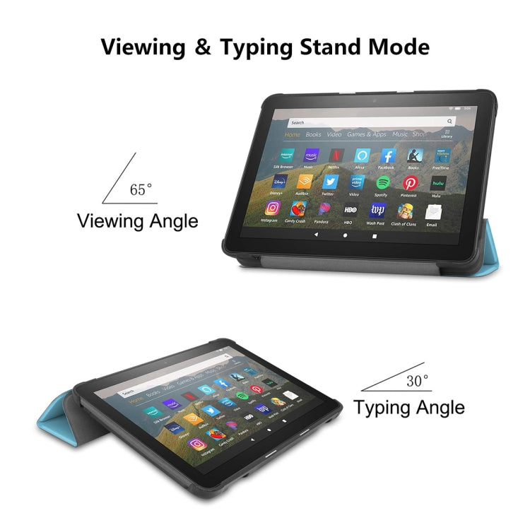 For Amazon Fire HD 8 / HD 8 Plus (2020) ENKAY Custer Texture Horizontal Flip PU+PC Leather Case with Three-folding Holder & Sleep / Wake-up Function(Dark Blue) - Amazon by ENKAY | Online Shopping UK | buy2fix