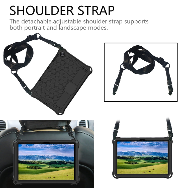 For Huawei MediaPad T10 9.7 / T10 10.1 Honeycomb Design EVA + PC Material Four Corner Anti Falling Protective Shell with Strap(Black+Black) - Huawei by buy2fix | Online Shopping UK | buy2fix