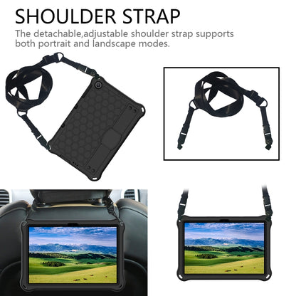 For Huawei MediaPad T10 9.7 / T10 10.1 Honeycomb Design EVA + PC Material Four Corner Anti Falling Protective Shell with Strap(Black+Black) - Huawei by buy2fix | Online Shopping UK | buy2fix