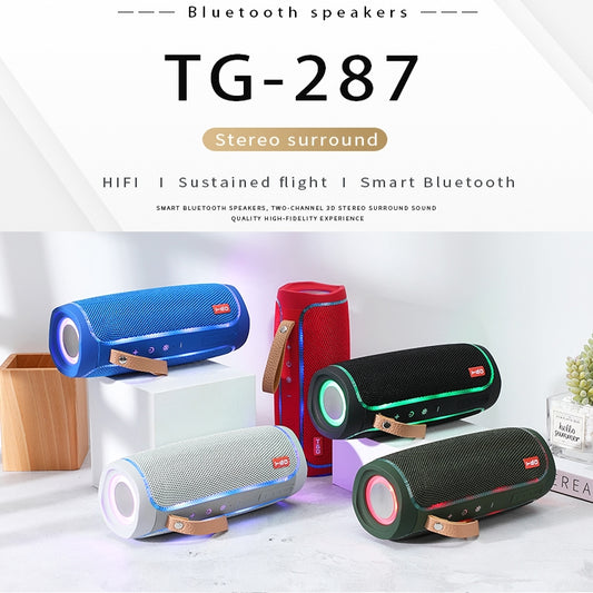T&G TG287 LED Flashing Light Bluetooth Speaker Portable Wireless Stereo Bass Subwoofer FM / TF / USB(Blue) - Desktop Speaker by T&G | Online Shopping UK | buy2fix