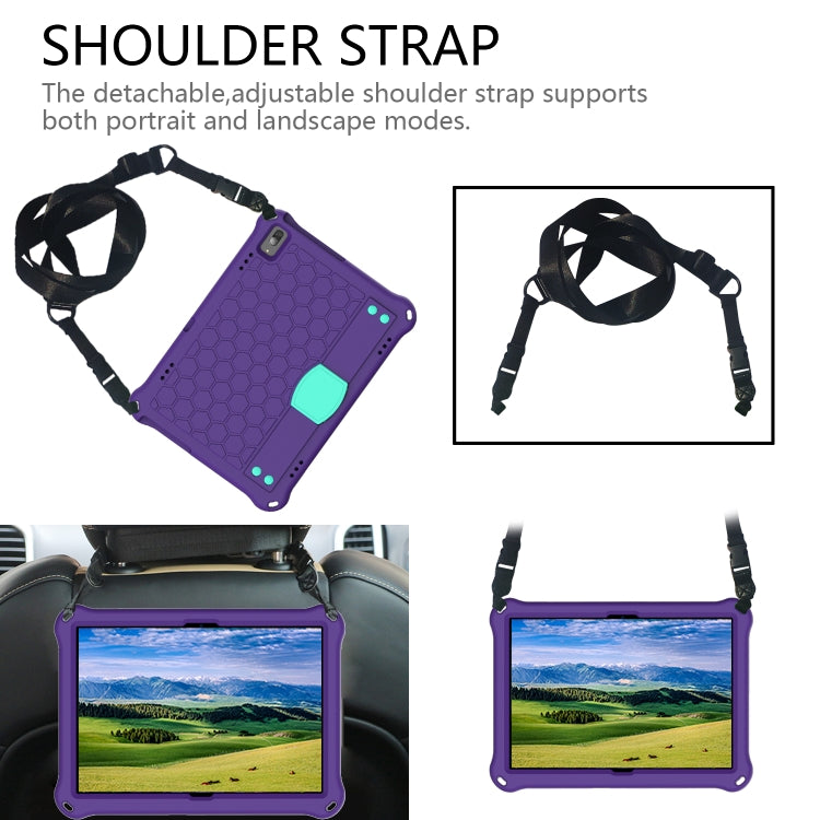 For Lenovo Tab M10 TB-X505X/F Honeycomb Design EVA + PC Material Four Corner Anti Falling Flat Protective Shell with Strap(Purple+Aqua) - Lenovo by buy2fix | Online Shopping UK | buy2fix