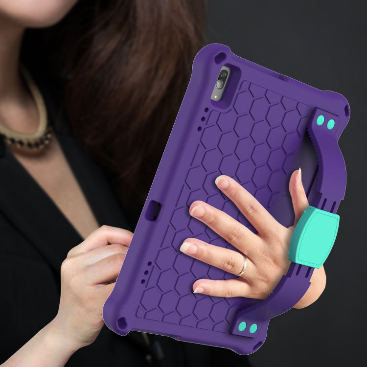 For Lenovo Tab M10 TB-X505X/F Honeycomb Design EVA + PC Material Four Corner Anti Falling Flat Protective Shell with Strap(Purple+Aqua) - Lenovo by buy2fix | Online Shopping UK | buy2fix