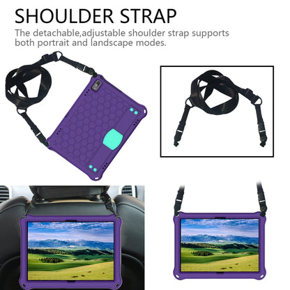 For Lenovo Smart Tab M10 TB-605F Honeycomb Design EVA + PC Material Four Corner Anti Falling Flat Protective Shell with Strap(Purple+Aqua) - Lenovo by buy2fix | Online Shopping UK | buy2fix