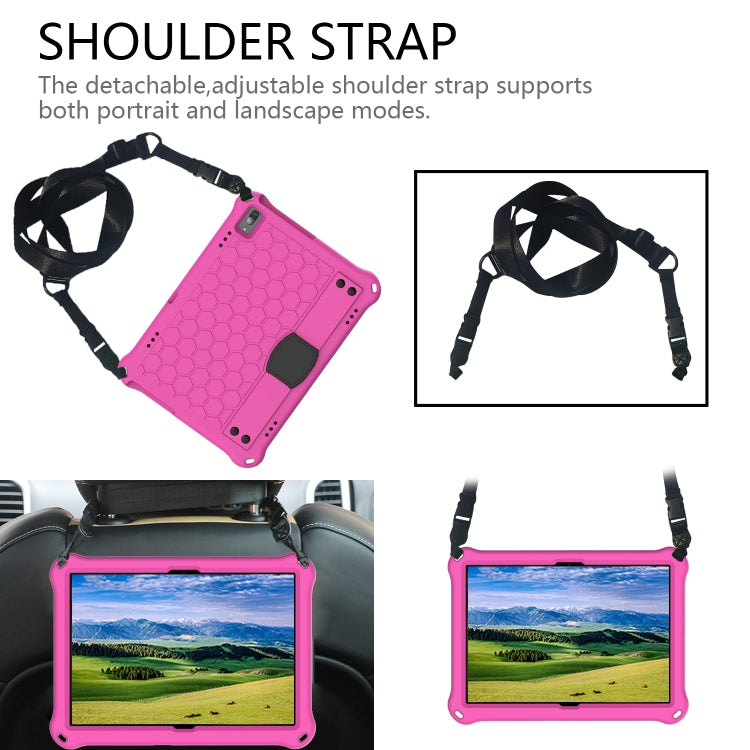 For Lenovo Smart Tab M10 TB-605F Honeycomb Design EVA + PC Material Four Corner Anti Falling Flat Protective Shell with Strap(Rose Red+Black) - Lenovo by buy2fix | Online Shopping UK | buy2fix