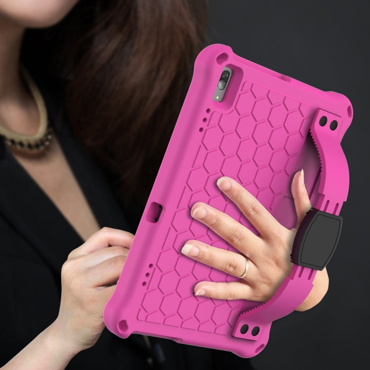 For Lenovo Smart Tab M10 TB-605F Honeycomb Design EVA + PC Material Four Corner Anti Falling Flat Protective Shell with Strap(Rose Red+Black) - Lenovo by buy2fix | Online Shopping UK | buy2fix