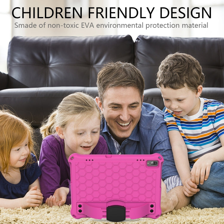 For Lenovo Smart Tab M10 TB-605F Honeycomb Design EVA + PC Material Four Corner Anti Falling Flat Protective Shell with Strap(Rose Red+Black) - Lenovo by buy2fix | Online Shopping UK | buy2fix