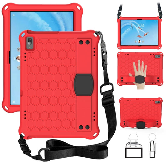 For Lenovo Tab E10 TB-X104F Honeycomb Design EVA + PC Material Four Corner Anti Falling Flat Protective Shell with Strap(Red+Black) - Lenovo by buy2fix | Online Shopping UK | buy2fix